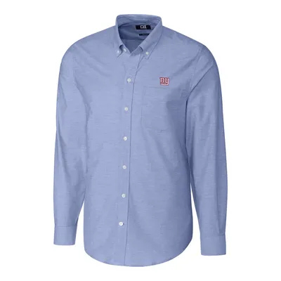 New York Giants Cutter & Buck Big Tall Stretch Oxford Long Sleeve Woven Button-Down Shirt - Blue