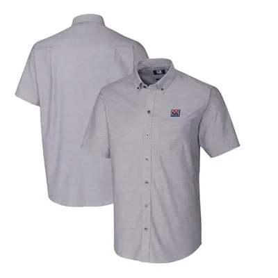 New York Giants Cutter & Buck Throwback Logo Stretch Oxford Button-Down Short Sleeve Shirt