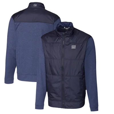 New York Giants Cutter & Buck Throwback Logo Big Tall Stealth Hybrid Quilted Full-Zip Windbreaker Jacket - Navy