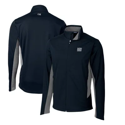 New York Giants Cutter & Buck Throwback Logo Navigate Softshell Big Tall Full-Zip Jacket - Navy