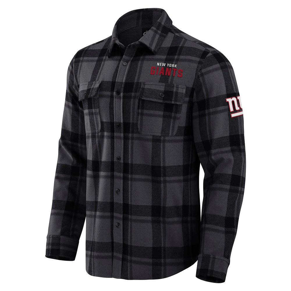 Men's Darius Rucker Collection by Fanatics Black New York Giants Plaid Button-Up Shirt