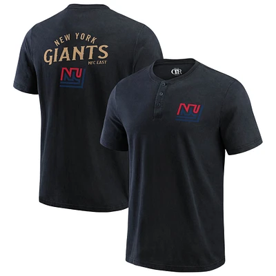 T-shirt Henley délavé noir pour homme de la collection Darius Rucker Fanatics des New York Giants