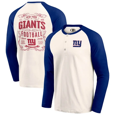 Men's Darius Rucker Collection by Fanatics Cream/Royal New York Giants Raglan Henley T-Shirt