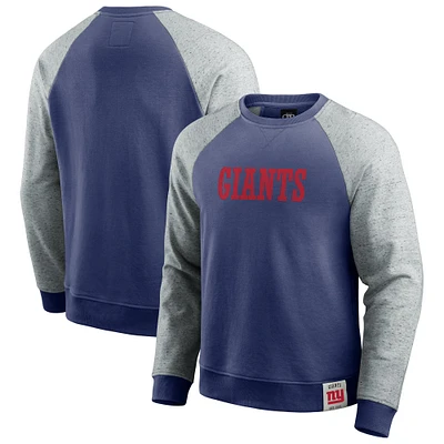 Sweat-shirt à col rond color block pour homme de la collection Darius Rucker Fanatics, bleu royal/gris chiné, des New York Giants