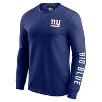 Men's Darius Rucker Collection by Fanatics Royal New York Giants Washed Waffle-Knit Long Sleeve T-Shirt