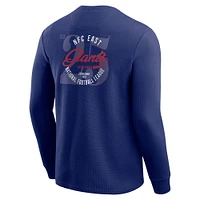 Men's Darius Rucker Collection by Fanatics Royal New York Giants Washed Waffle-Knit Long Sleeve T-Shirt