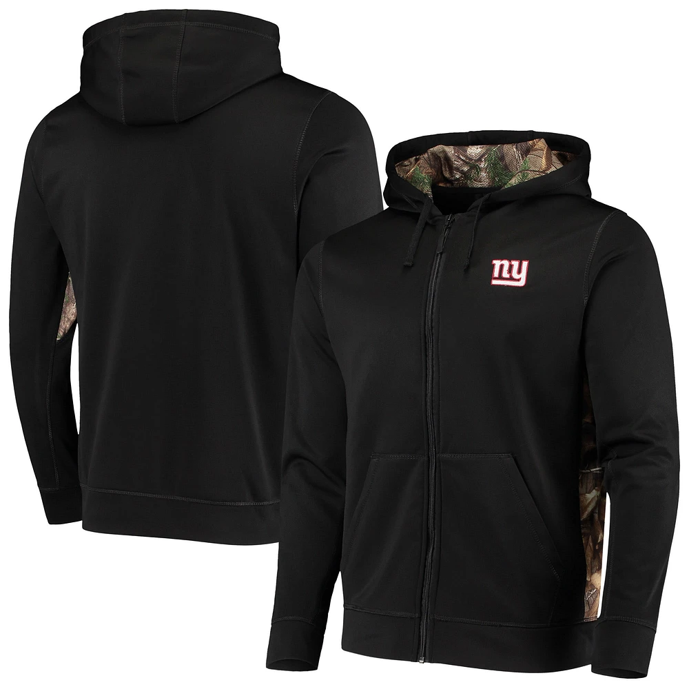 Chandail à capuchon en molleton entièrement zippé Dunbrooke Black/Realtree Camo New York Giants Decoy Tech Fleece pour hommes