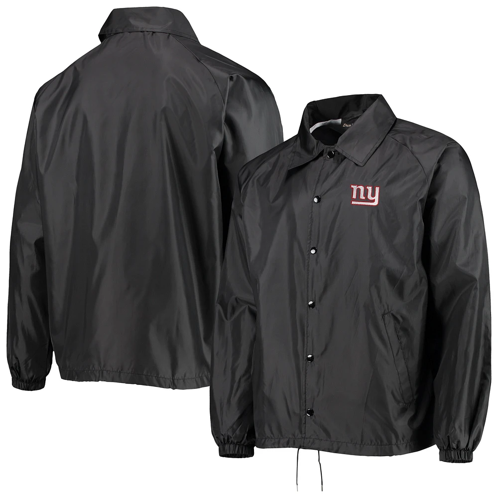 Dunbrooke Black New York Giants Coaches Veste coupe-vent raglan classique à boutons-pression pour homme