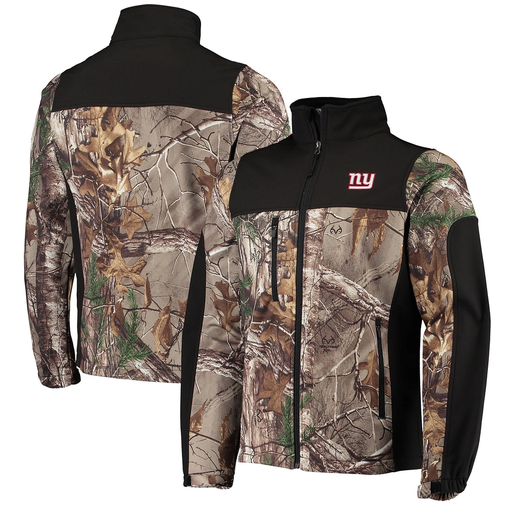 Veste Softshell à fermeture éclair intégrale Dunbrooke Realtree Camo/Noir des Giants de New York pour hommes Circle Hunter