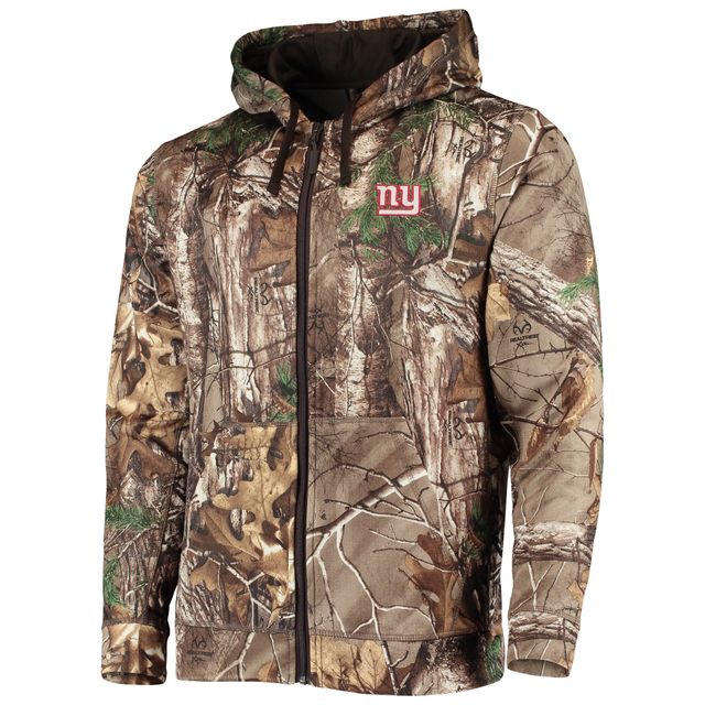 Chandail à capuchon entièrement zippé Dunbrooke Realtree Camo New York Giants Trophy Tech Fleece pour homme