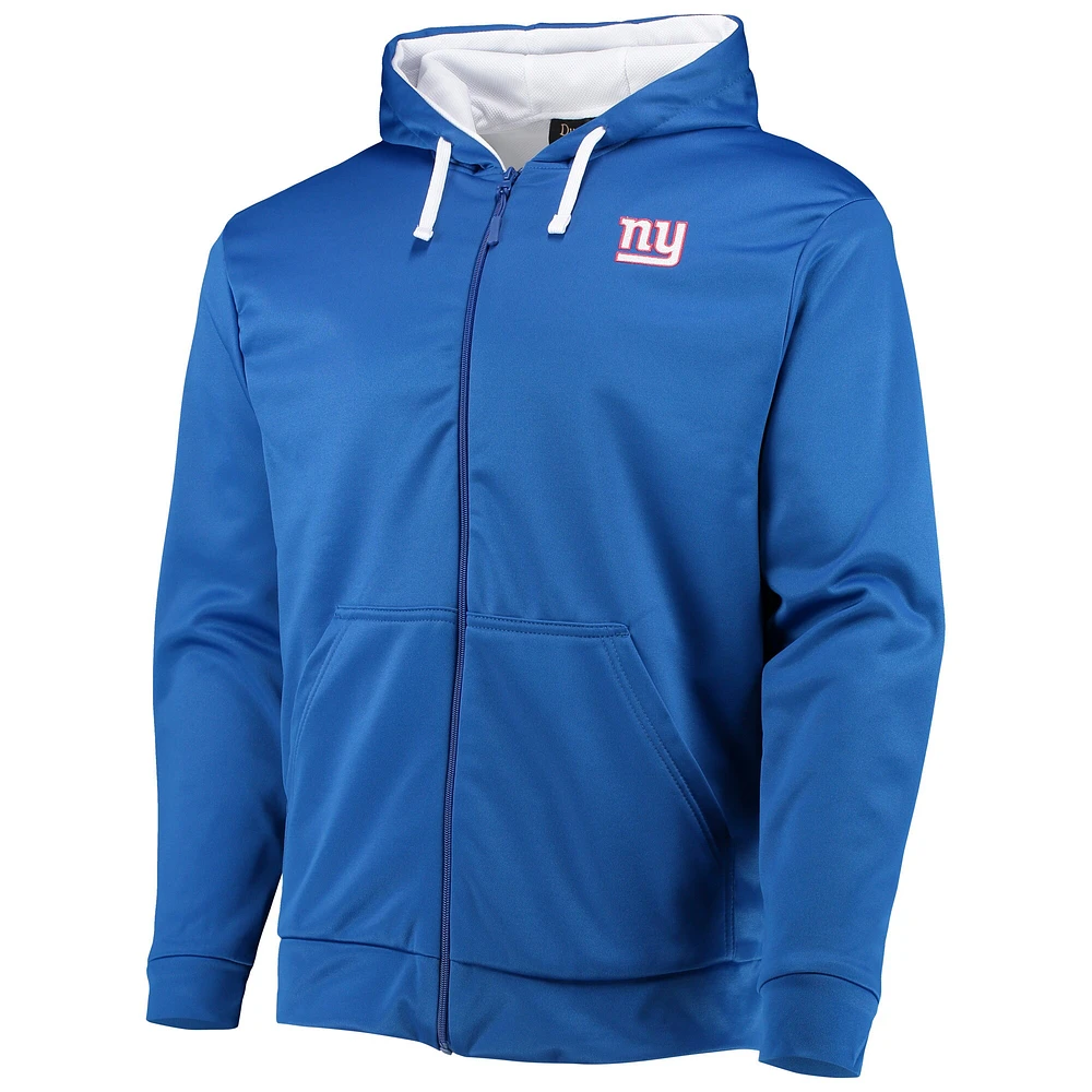 Sweat à capuche entièrement zippé pour homme Dunbrooke Royal/Blanc New York Giants Apprentice