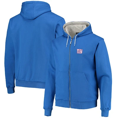 Pull à capuche entièrement zippé doublure thermique Dunbrooke Royal New York Giants Craftsman pour homme