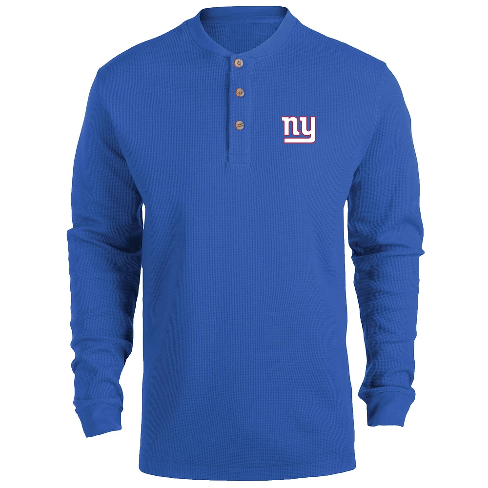 Men's Dunbrooke Royal New York Giants Logo Maverick Thermal Henley Long Sleeve T-Shirt