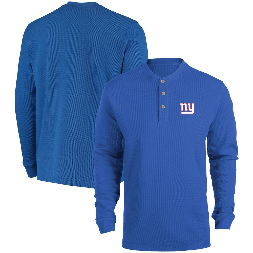 Men's Dunbrooke Royal New York Giants Logo Maverick Thermal Henley Long Sleeve T-Shirt