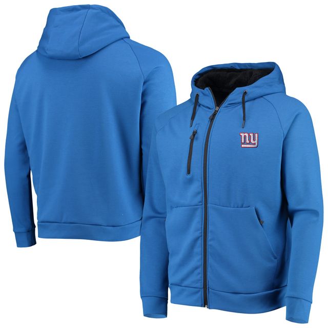 Sweat à capuche raglan Dunbrooke Royal New York Giants Shag Tri-Blend Full-Zip pour homme