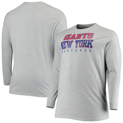 New York Giants Fanatics Branded Big & Tall Practice Long Sleeve T-Shirt - Heathered Gray