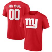 Men's Fanatics Branded Red New York Giants Team Authentic Logo Personalized Name & Number Long Sleeve T-Shirt