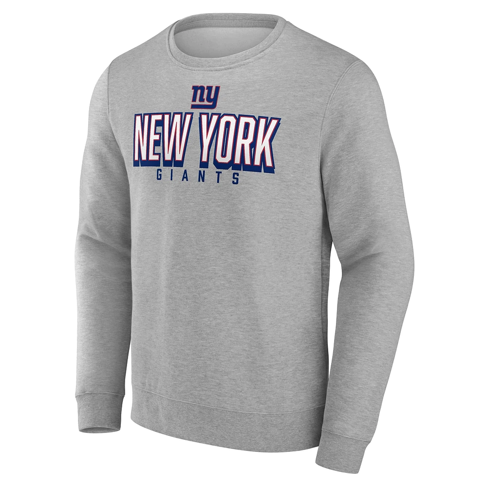 Men's Fanatics Heather Gray New York Giants Bold Move Pullover Sweatshirt