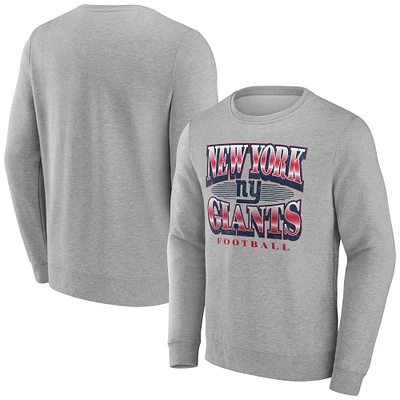 Men's Fanatics Heather Gray New York Giants Chance Throwback Fleece Pullover Sweatshirt