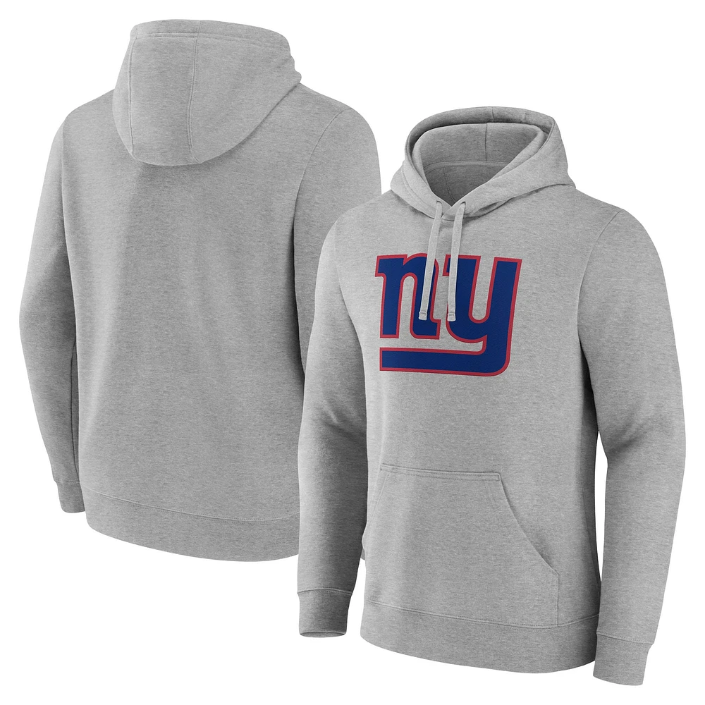 Men's Fanatics Heather Gray New York Giants Deliver Fleece Pullover Hoodie