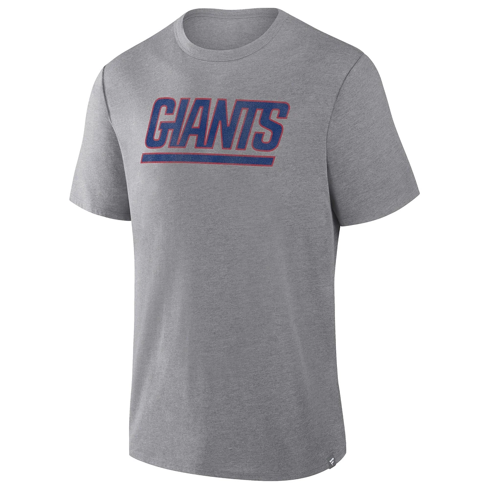 Men's Fanatics Heather Gray New York Giants Pass Rush Tri-Blend T-Shirt