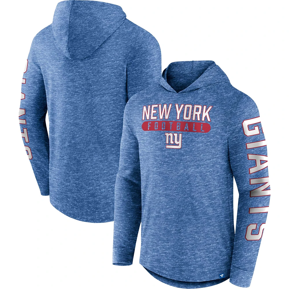 T-shirt à capuche manches longues Fanatics Heather Royal New York Giants Pill Stack pour hommes