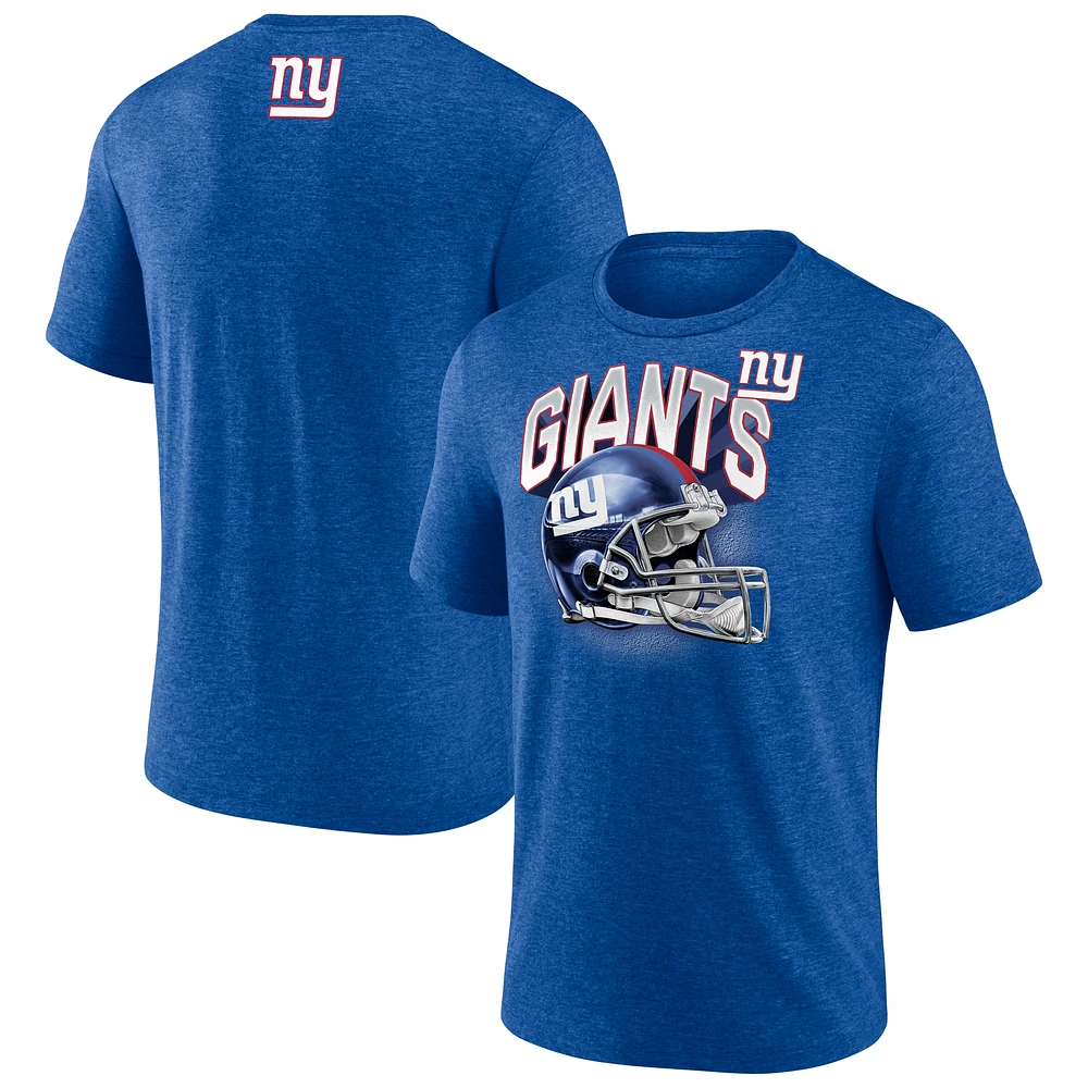 Men's Fanatics  Heather Royal New York Giants Tri-Blend Helmet End Around T-Shirt