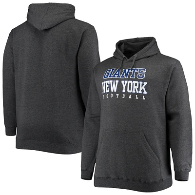 Sweat à capuche d'entraînement Fanatics Heathered Charcoal New York Giants Big & Tall pour hommes