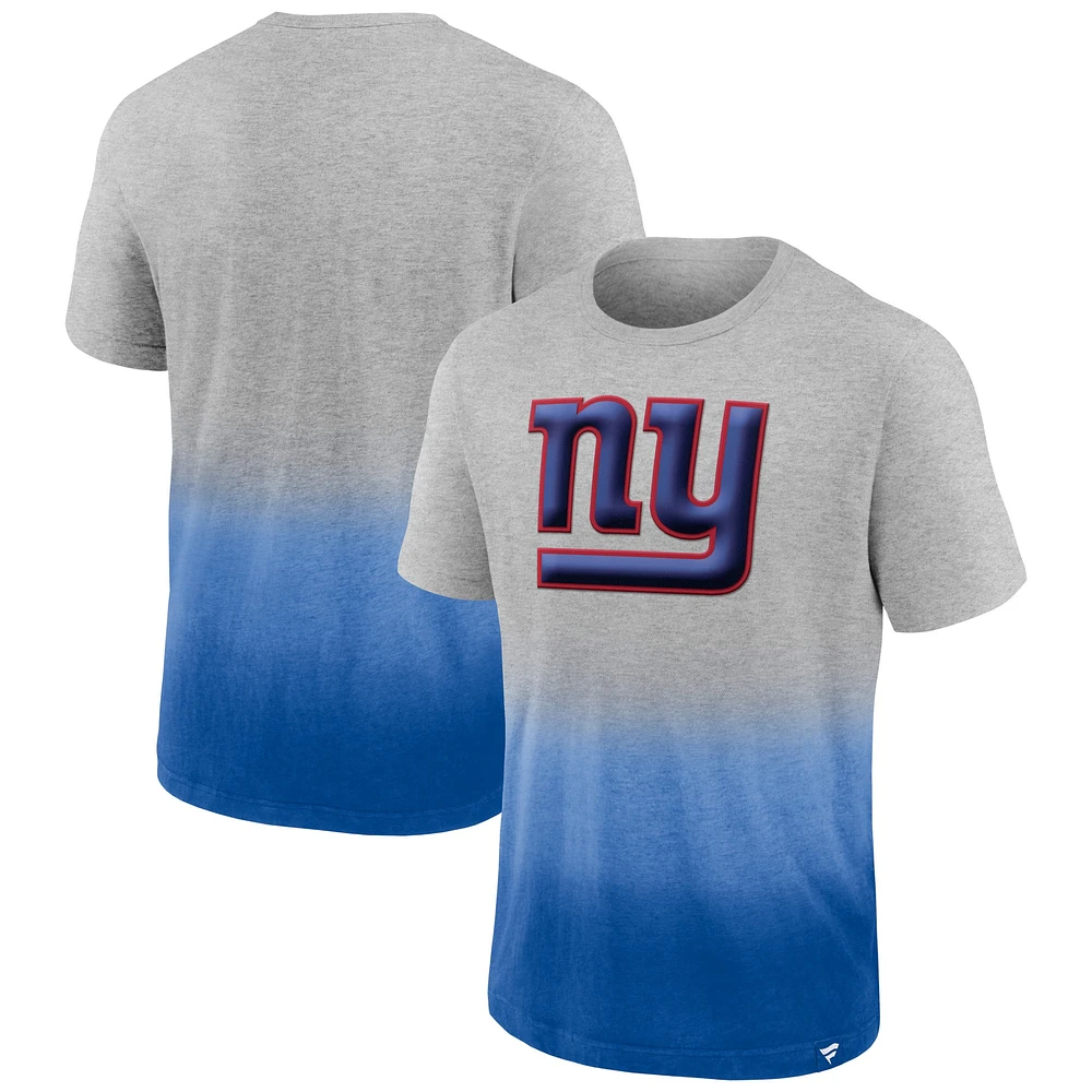 Fanatics pour hommes gris chiné/royal New York Giants Team Ombre - T-shirt