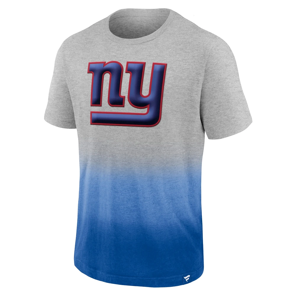 Fanatics pour hommes gris chiné/royal New York Giants Team Ombre - T-shirt