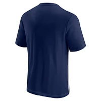 T-shirt à blocs de couleurs Fanatics pour hommes, bleu marine/gris chiné, New York Giants