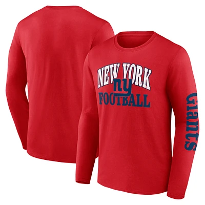 Men's Fanatics Red New York Giants Vintage Combo Up Two Long Sleeve T-Shirt