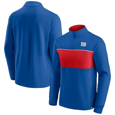 Men's Fanatics Royal/Red New York Giants Block Party - Quarter-Zip Jacket