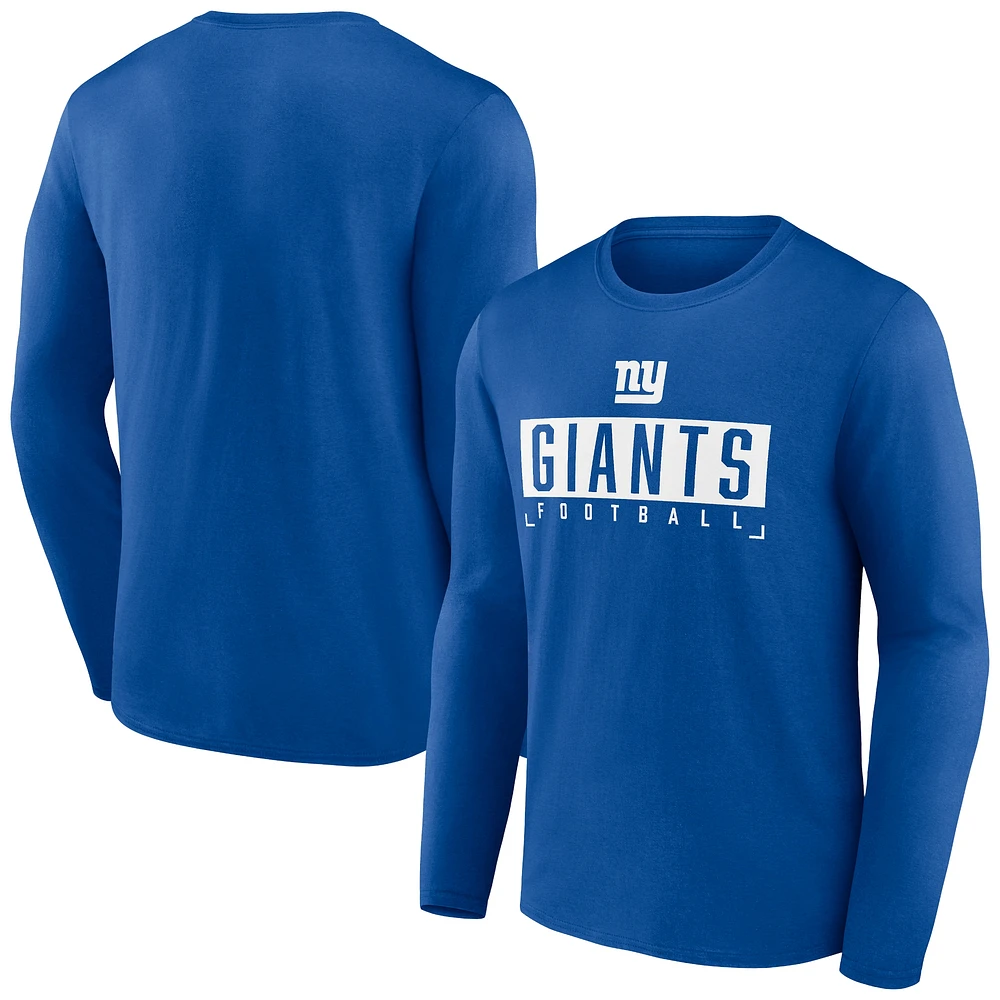 T-shirt à manches longues avec mot-symbole Fanatics Royal New York Giants Big & Tall pour hommes