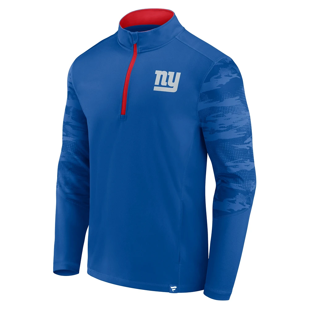 Men's Fanatics Royal New York Giants Defender Quarter-Zip Sweatshirt