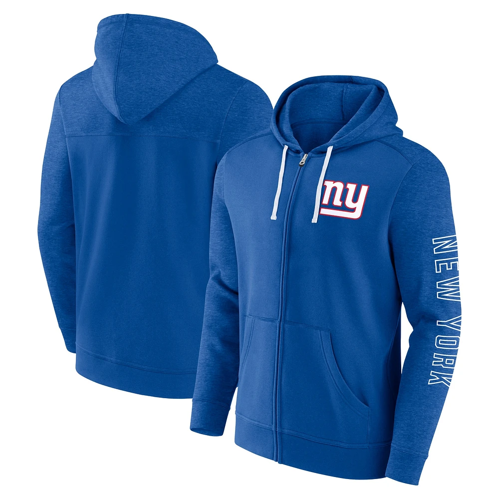 Sweat à capuche entièrement zippé pour hommes Fanatics Royal New York Giants Offensive Lineup