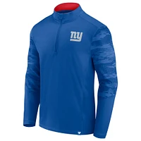 Men's Fanatics Royal New York Giants Ringer Quarter-Zip Jacket