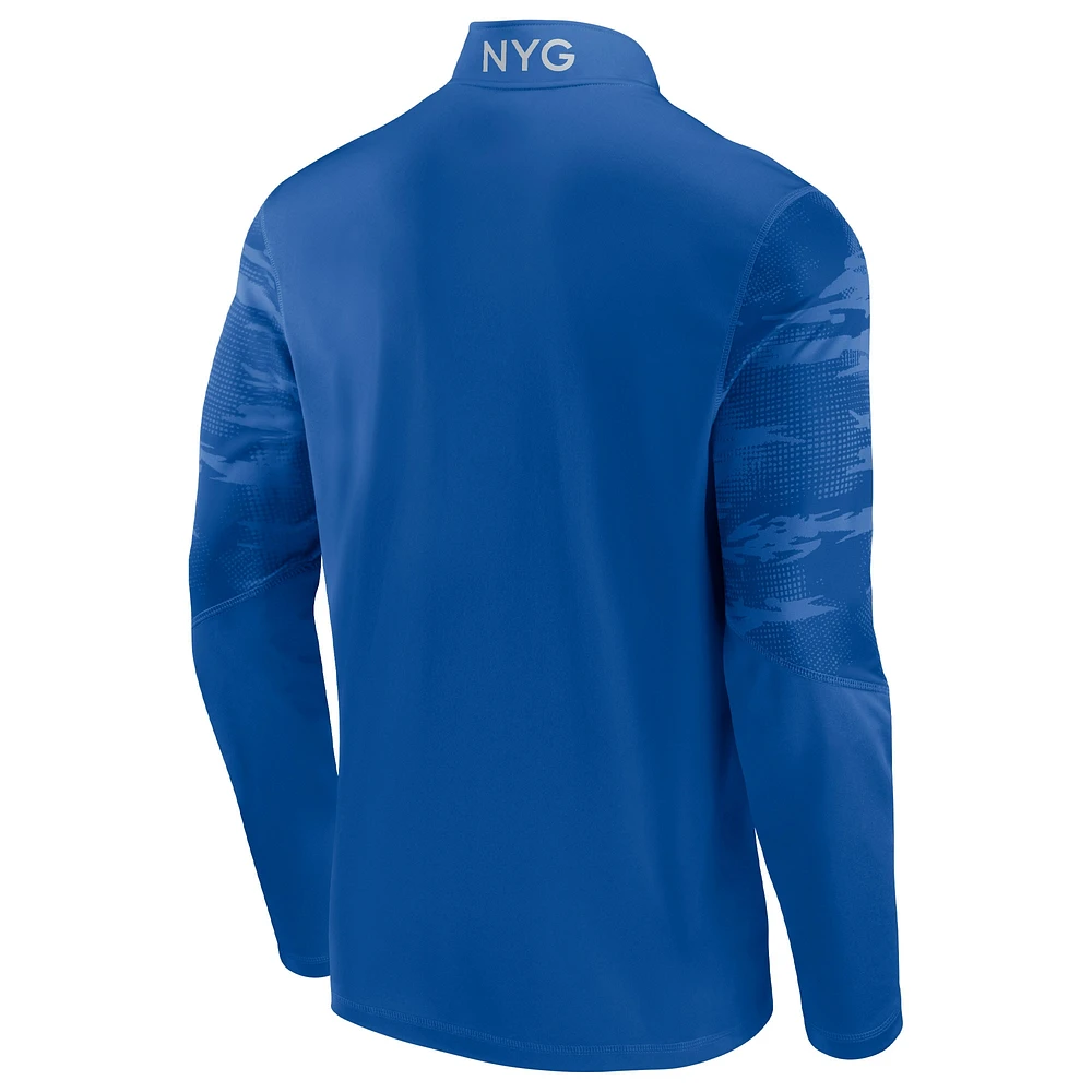 Men's Fanatics Royal New York Giants Ringer Quarter-Zip Jacket