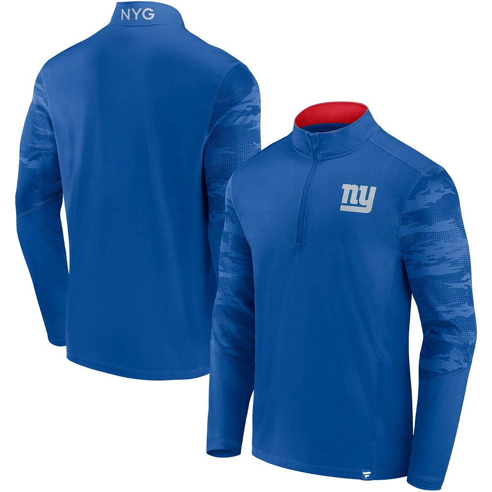 Men's Fanatics Royal New York Giants Ringer Quarter-Zip Jacket