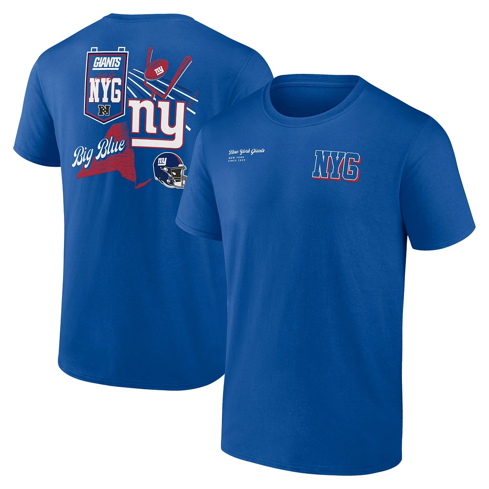 Men's Fanatics Royal New York Giants Split Zone T-Shirt