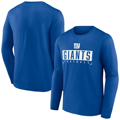 T-shirt à manches longues Fanatics Royal New York Giants Stack The Box pour hommes