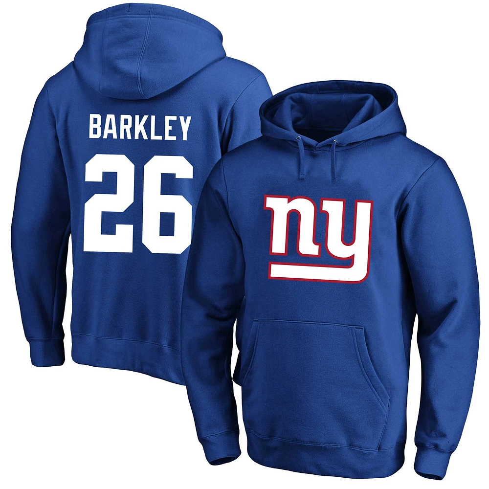 Fanatics Saquon Barkley Royal New York Giants Sweat à capuche en polaire avec nom et numéro pour hommes