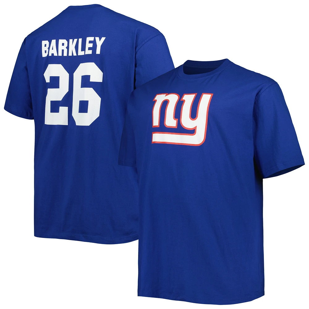 T-shirt avec nom et numéro de joueur l'équipe Fanatics Saquon Barkley Royal New York Giants Big & Tall pour hommes