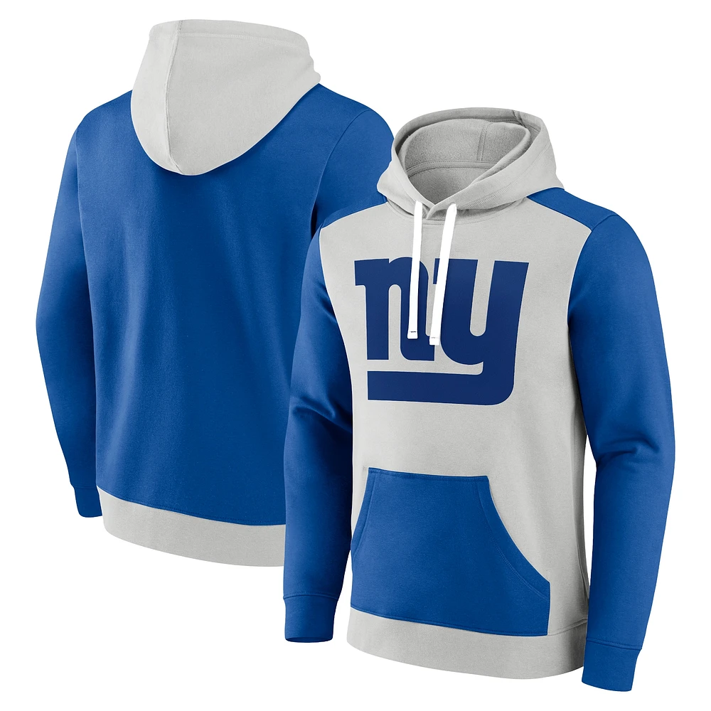 Men's Fanatics Silver/Royal New York Giants Big & Tall Team Fleece Pullover Hoodie