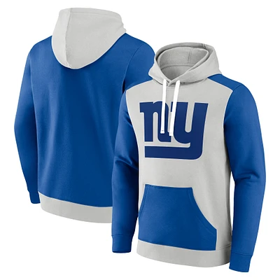 Men's Fanatics Silver/Royal New York Giants Big & Tall Team Fleece Pullover Hoodie