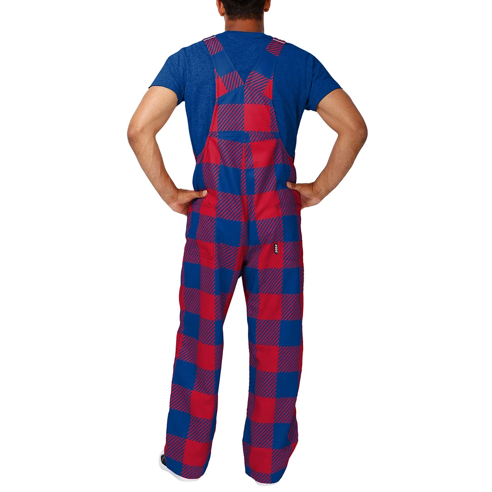 Men's FOCO  Royal New York Giants Big Logo Plaid Overalls