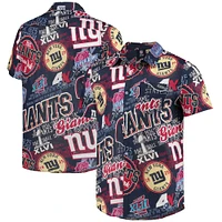 Chemise boutonnée thématique FOCO Royal New York Giants pour homme