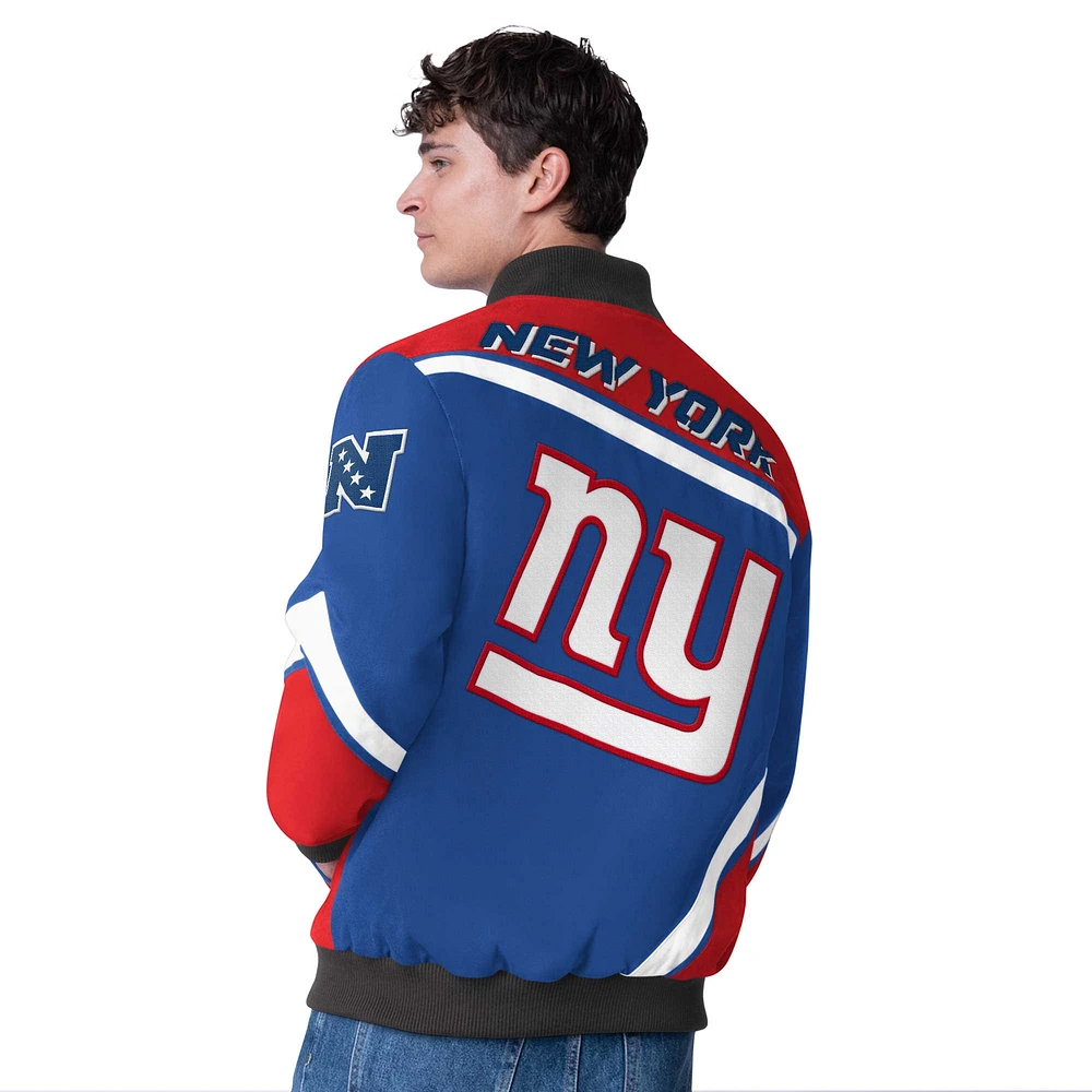 Veste à boutons-pression G-III Extreme Royal New York Giants Maximum Racing pour homme