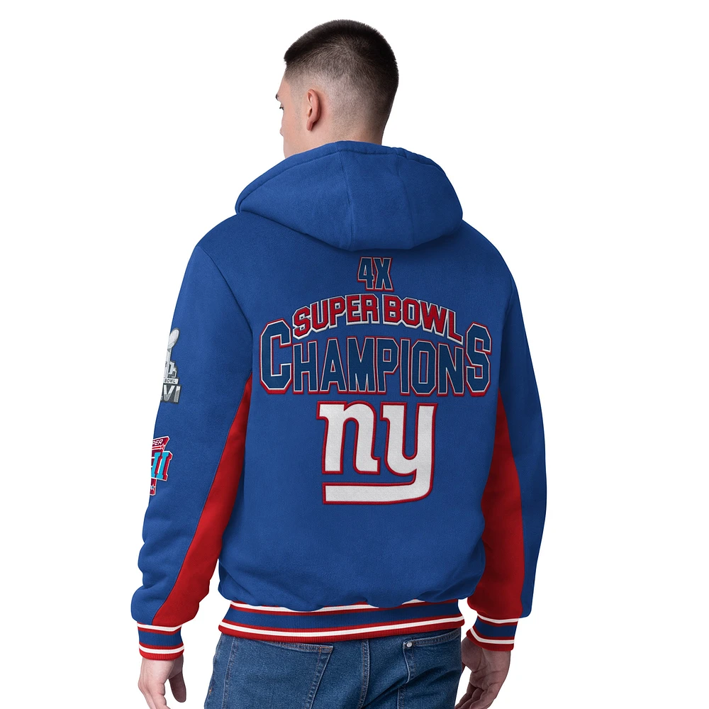 Veste à capuche zippée commémorative G-III Extreme Royal New York Giants No Huddle pour homme