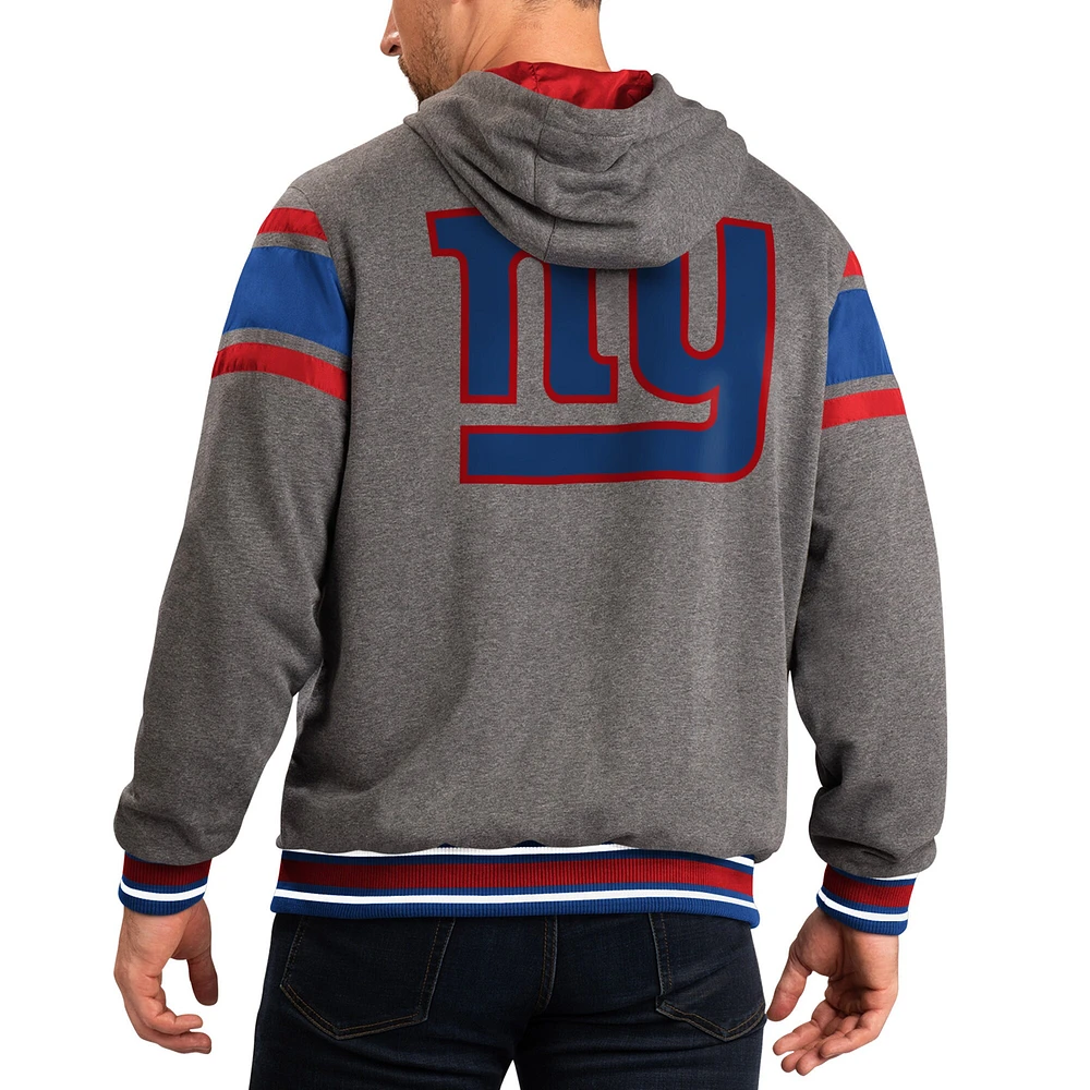 G-III Sports by Carl Banks pour homme Royal/Gris New York Giants Extreme Full Back Sweat à capuche réversible Full-Zip Jacket